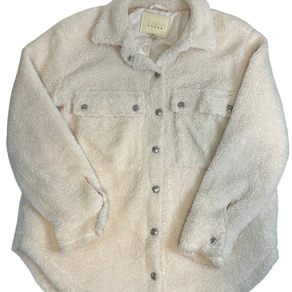 Blank NYC Shortbread Shacket Teddy Sherpa Shirt Cozy Oversized Jacket Warm XS